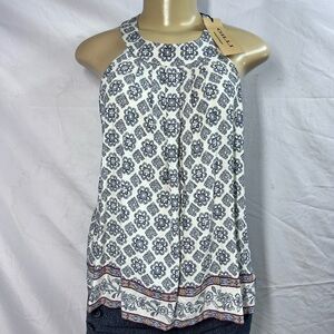 Cato Blue and White Floral‎ Tank Top zs S